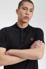 Fred Perry Classic Knitted Men’s Shirt Navy | JCBYE7594