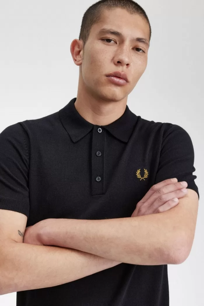 Fred Perry Classic Knitted Men’s Shirt Navy | JCBYE7594
