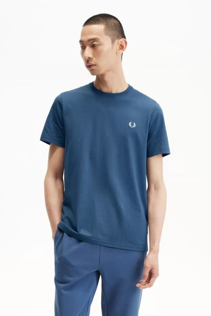 Fred Perry Crew Neck Men’s T-Shirt Midnight Blue Light Aqua | OQRTE2809