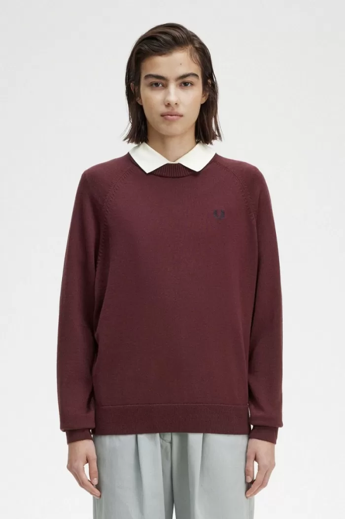 Fred Perry Crew Neck Women’s Jumper Oxblood | HVJMA2038