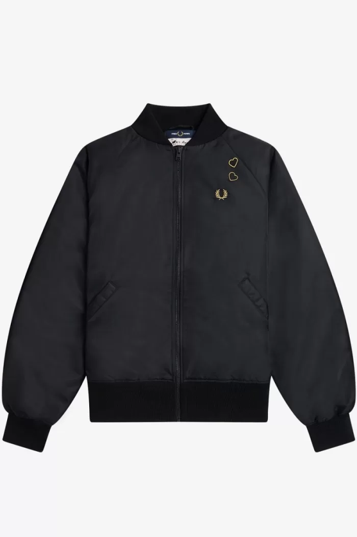 Fred Perry Embroidered Bomber Women’s Jackets Black | EFUWG6831