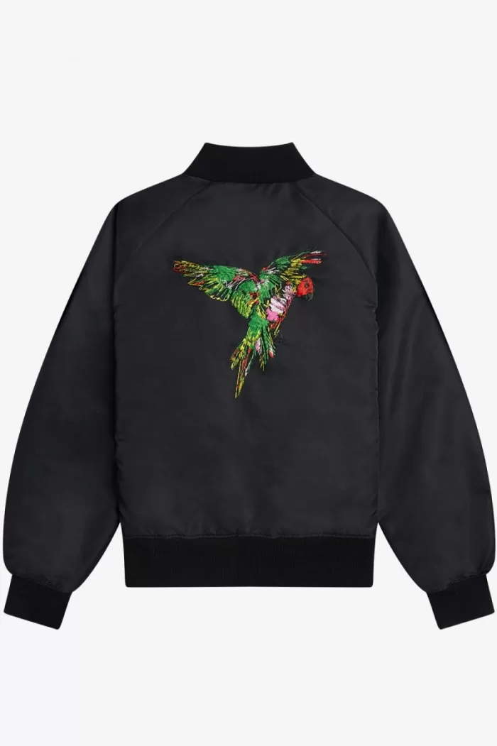 Fred Perry Embroidered Bomber Women’s Jackets Black | EFUWG6831