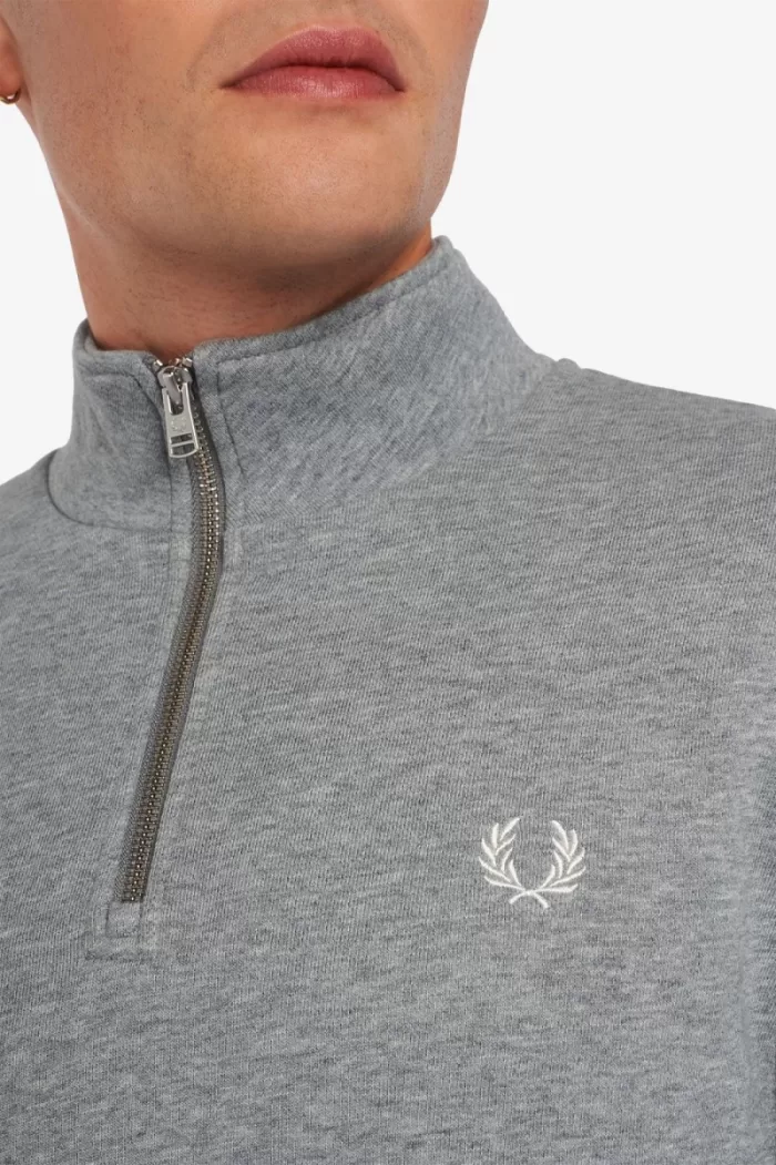 Fred Perry Half Zip Men’s Sweatshirts Grey | QORWK5897