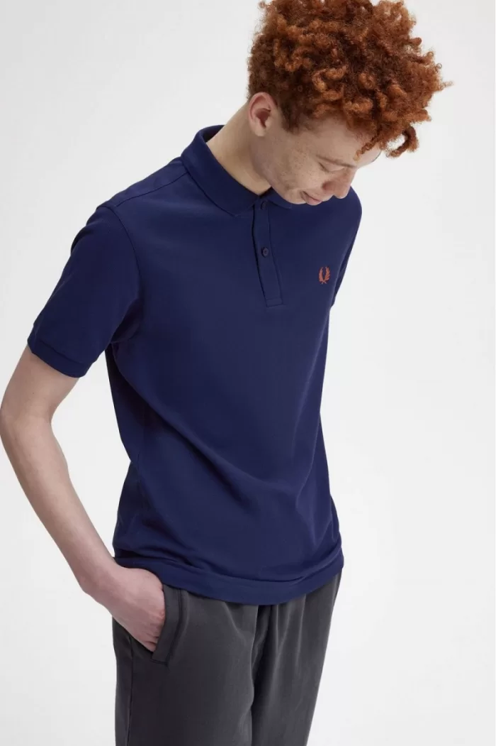 Fred Perry M6000 Men’s Shirt French Navy Whisky Brown | UCOGJ7098